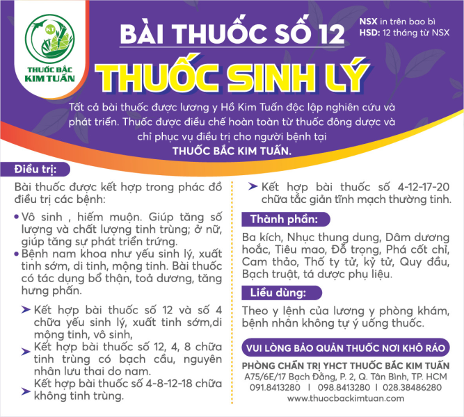 Bài thuốc số 12: Thuốc sinh lý 