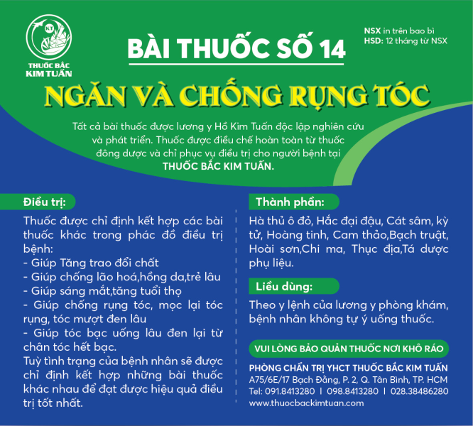 Bài thuốc số 14: Ngăn Và Chống Rụng Tóc