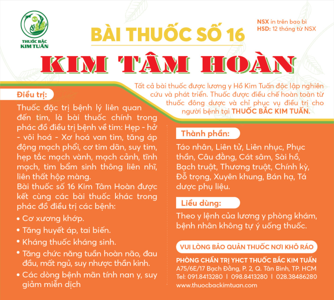 Bài thuốc số 16: Kim Tâm Hoàn