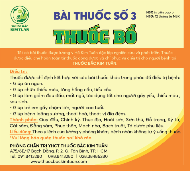 Bài thuốc số 3: Thuốc bổ