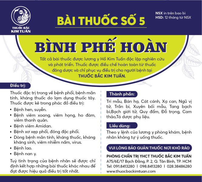 Bài thuốc số 5: Bình Phế Hoàn